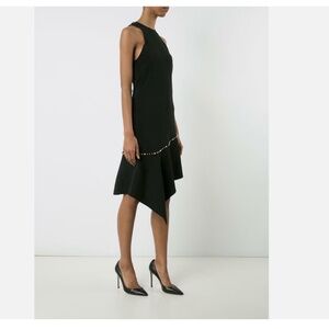 NEW JONATHAN SIMKHAI PEARLY STUDDED ASYMMETRIC SLEEVELESS DRESS Black